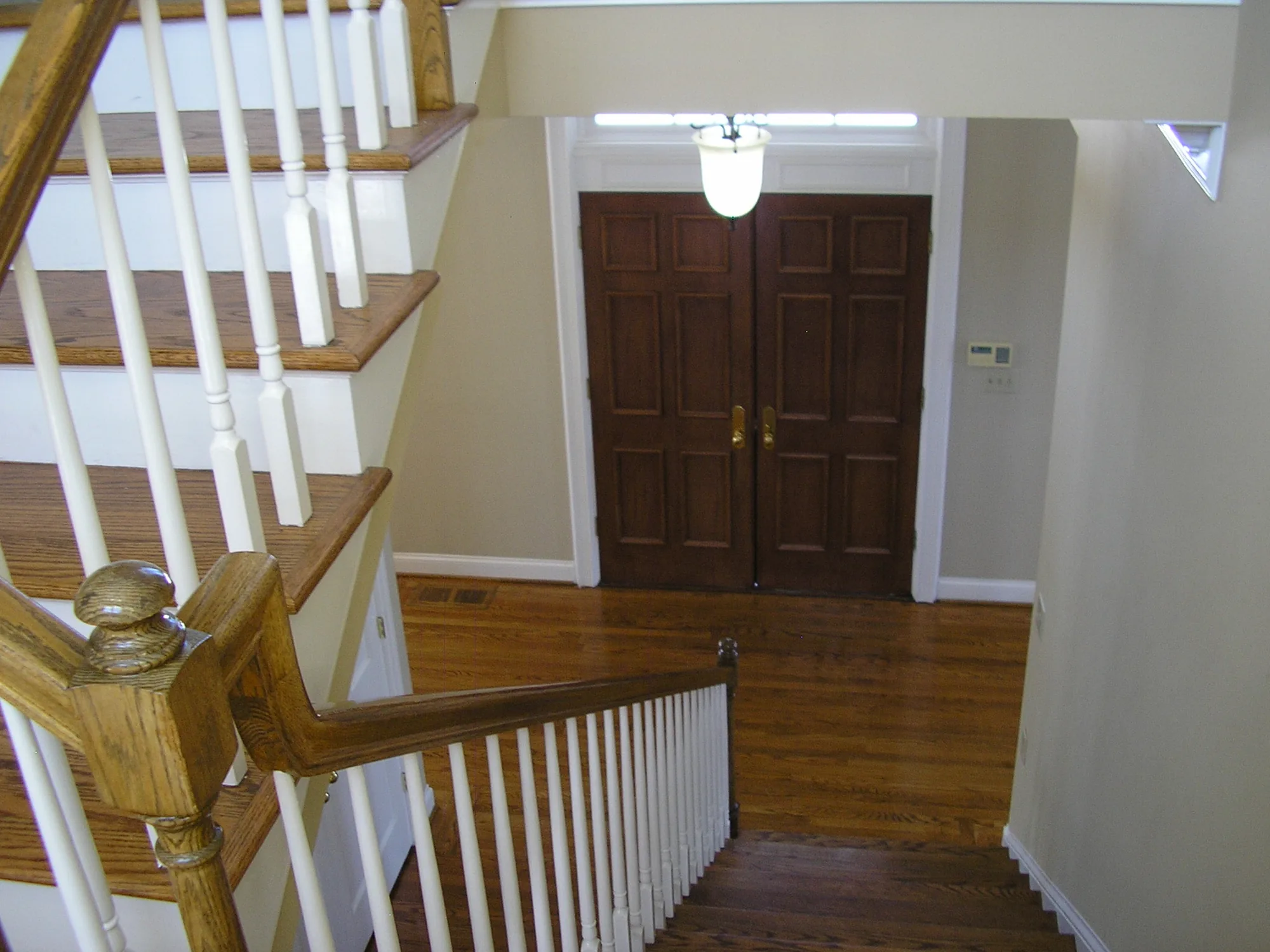 The staircase and upper landing of the clubhouse